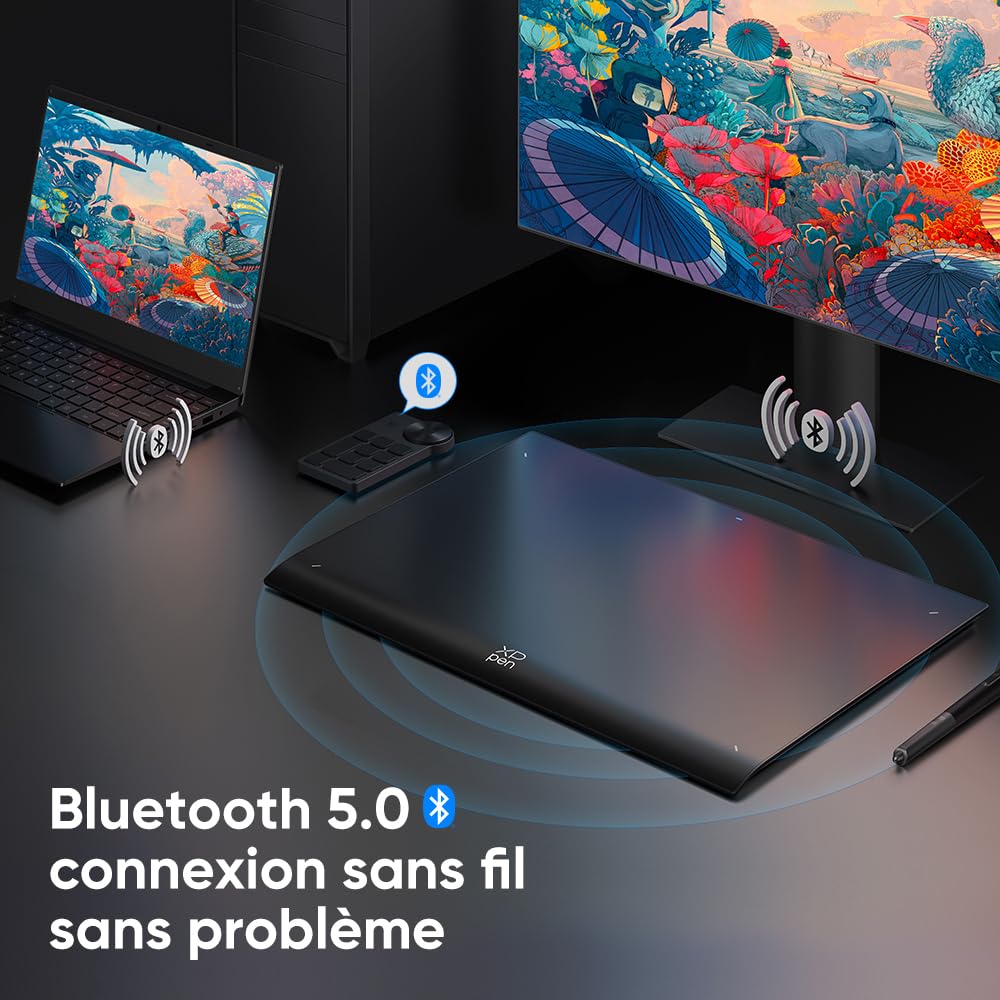 XP-PEN Deco Pro LW (Gen 2) Tablette Graphique, Tablette Graphique Dessin sans Écran Bluetooth 5.0, Stylet à 16K Niveaux de Pression, Compatible avec Windows Chrome OS macOS 10.10 Android 10.0 Linux
