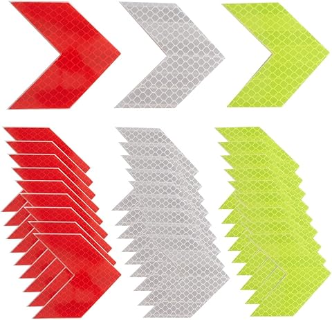 GORGECRAFT 30 Unidad 3 Colores Pegatinas Reflectantes de Flecha para Coche Pegatinas Reflectoras de Seguridad Impermeables Señal de Advertencia de Seguridad para Vehículo Calcomanía para Maletero
