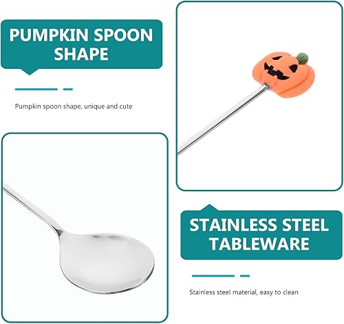 Miniatura 6 de Kichvoe 6 cucharas de café cuchara pequeña en forma de calabaza de 4.9 pulgadas para postre de azúcar, té, degustación para cafetería, bar, cocina o