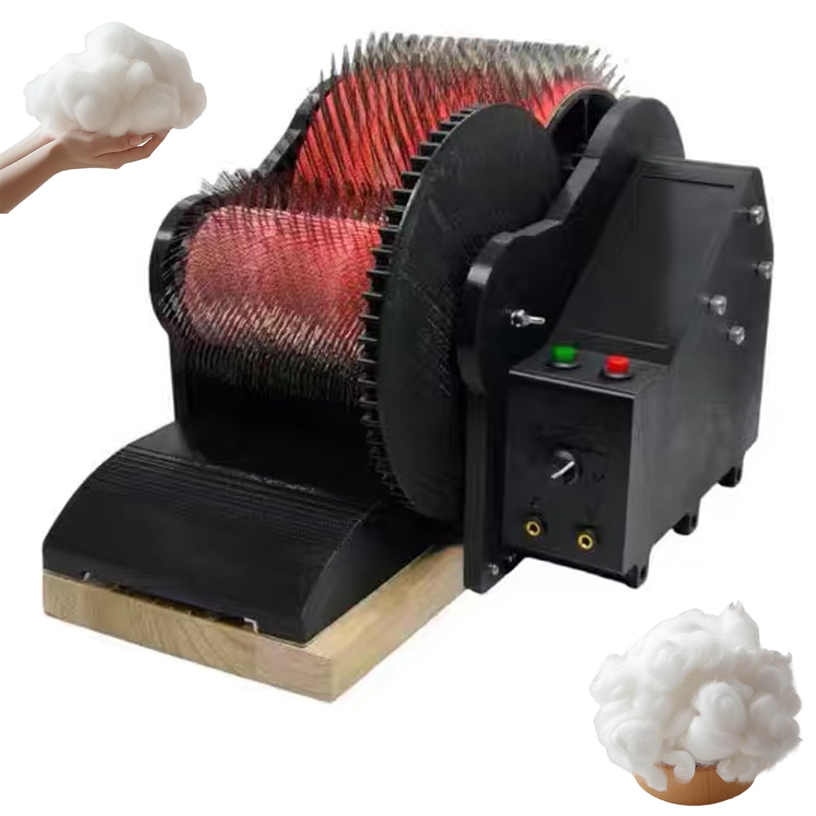Jybnbbe As Shown Electric Wool Carding Machine With Foot Pedal, Adjustable Speed Drum Carder For Knitting, Crochet, Felt Making