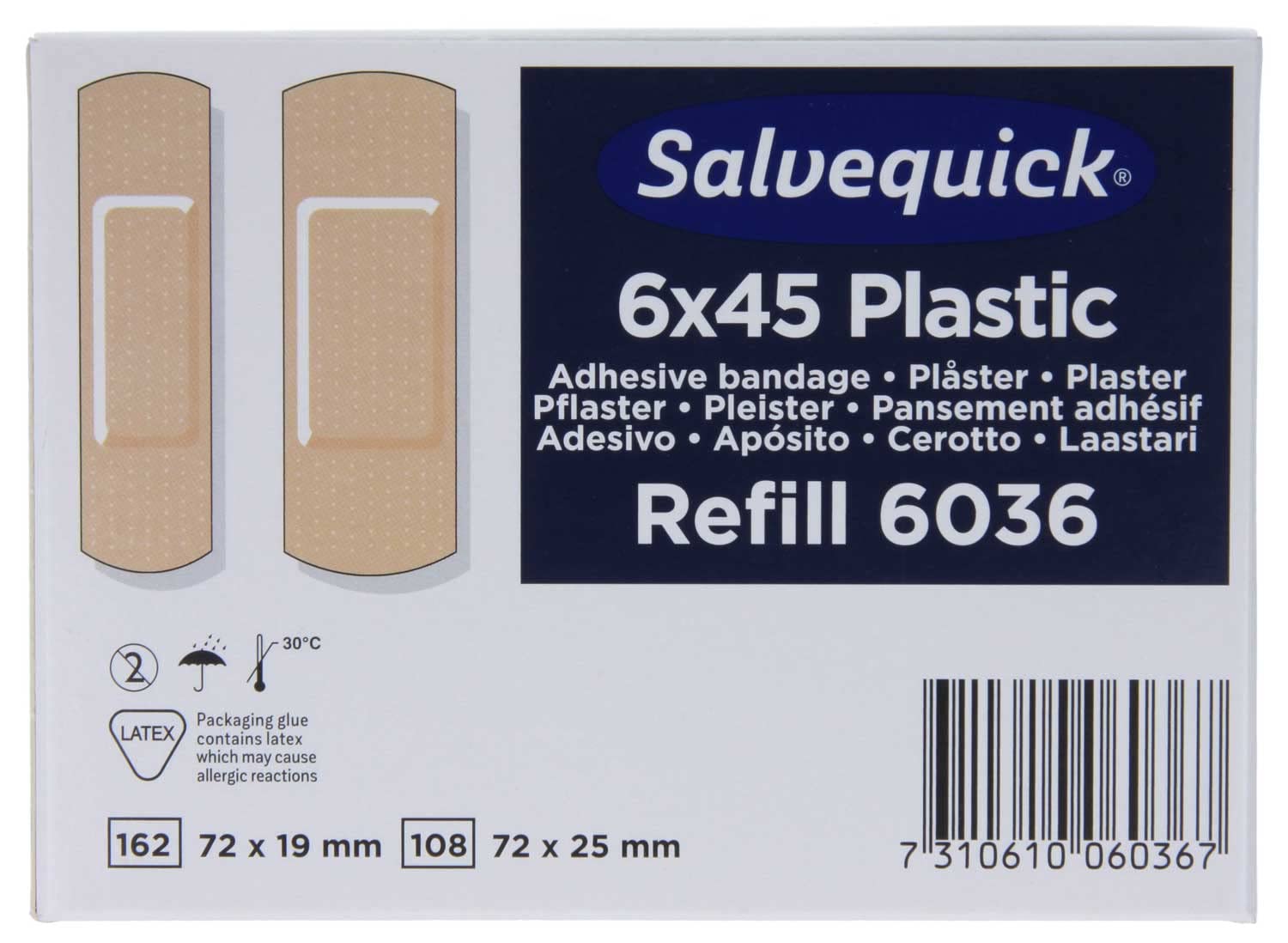 Salvequick®-Refill-Einsätze, Doppelpack FLEXEO-Spar-Set 6xREF6036 Plastic und 6xREF6444 Textil (inkl. Hinweis zur Pflasteranwendung)