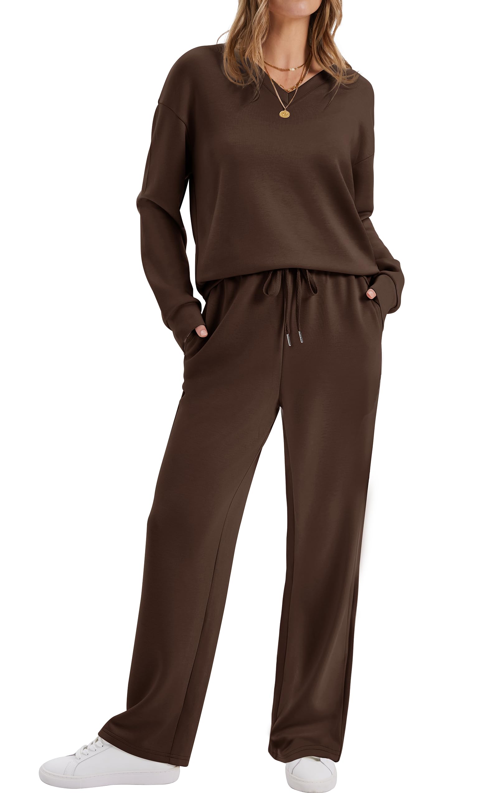 WIHOLL Women's 2 Piece Matching Lounge Set Sweatsuits Fall Outfits