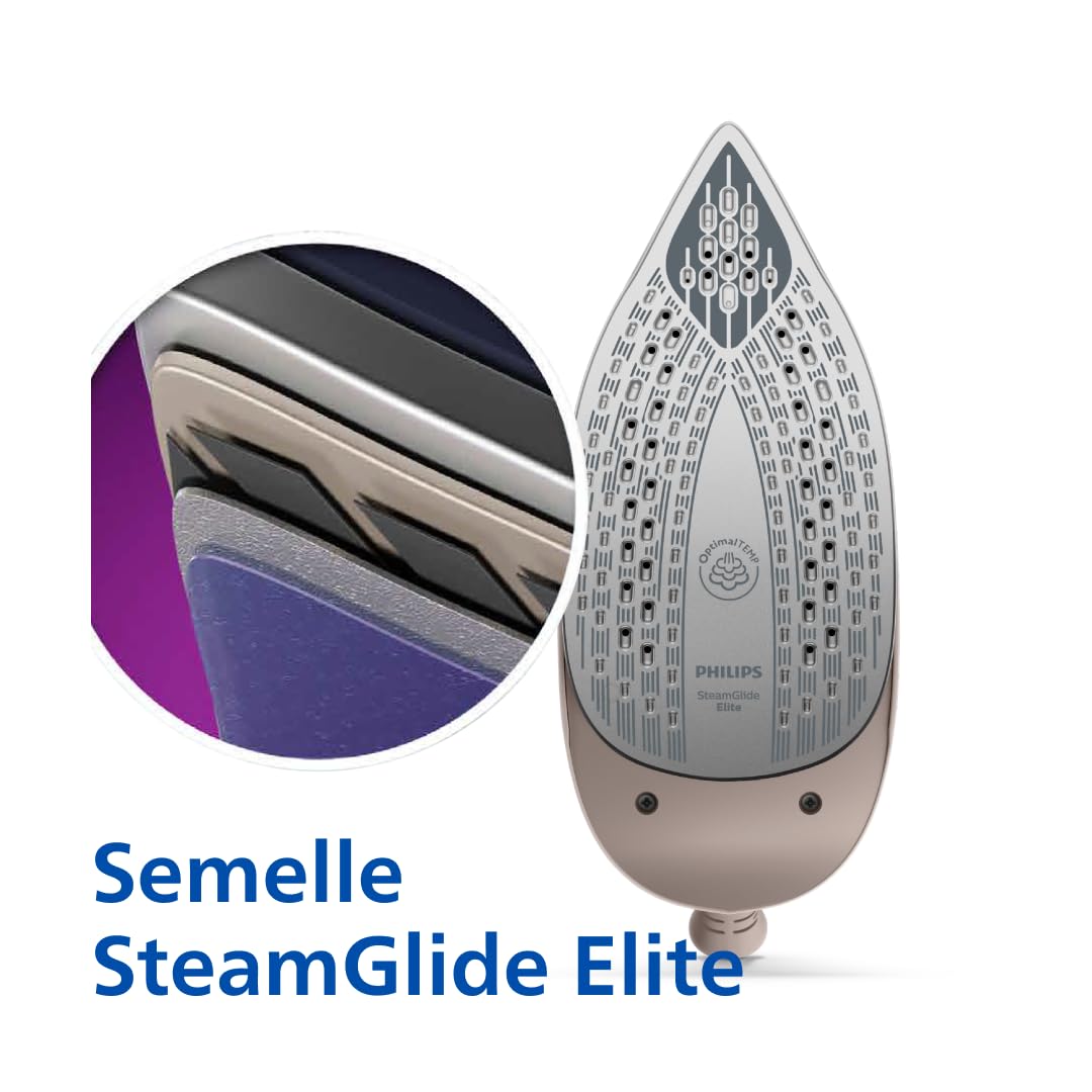Philips Centrale Vapeur PerfectCare Série 7000 - Puissance 3120W, Effet pressing 600g, Pression 8.5 bars, Technologie OptimalTEMP, Eco, semelle SteamGlide Elite, Réservoir de 1.5L, Beige (PSG7200/60)