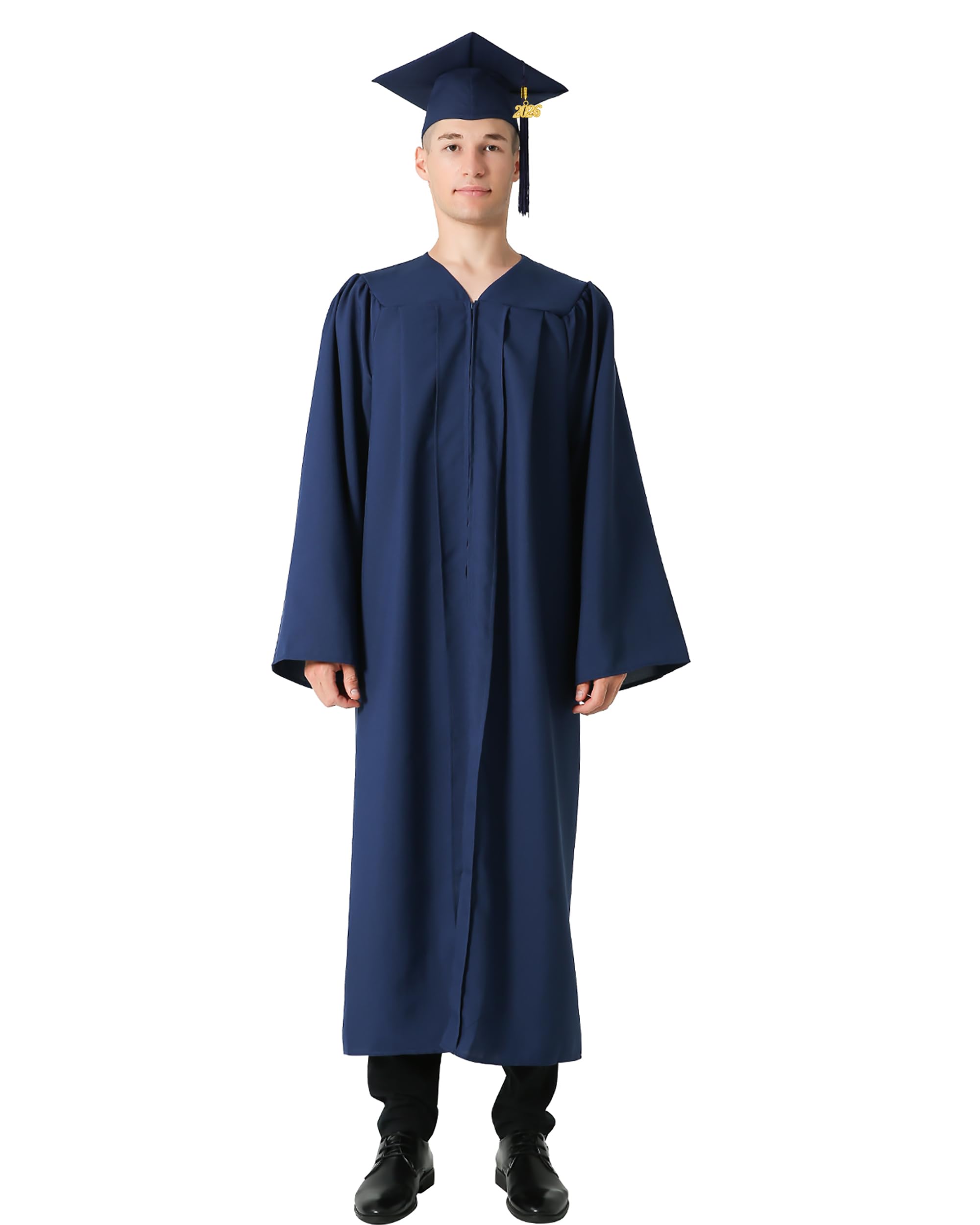 GraduationMall Suknia ukończenia szkoły i czapka dla dorosłych 2024 rok urok unisex matowy uniwersytet licencjat liceum 12 kolorów