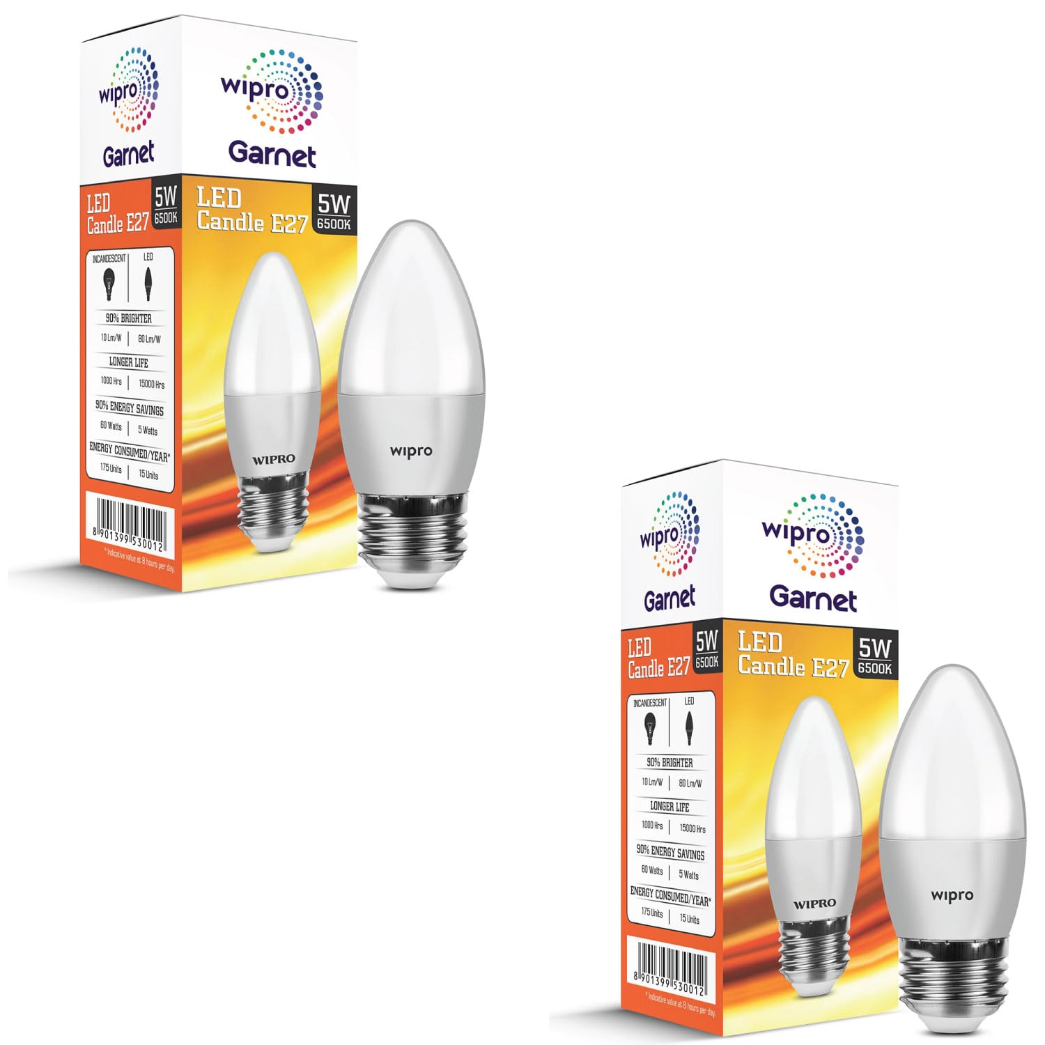 Wipro Garnet 5 W E27 Base Frosted Candle LED Bulb | Cool Day White (6500K) | Pack of 2 | Clear optics for sparkling effect | LED Filament Bulb for Home, office, chandellior, decorative lamp shade-picture-19