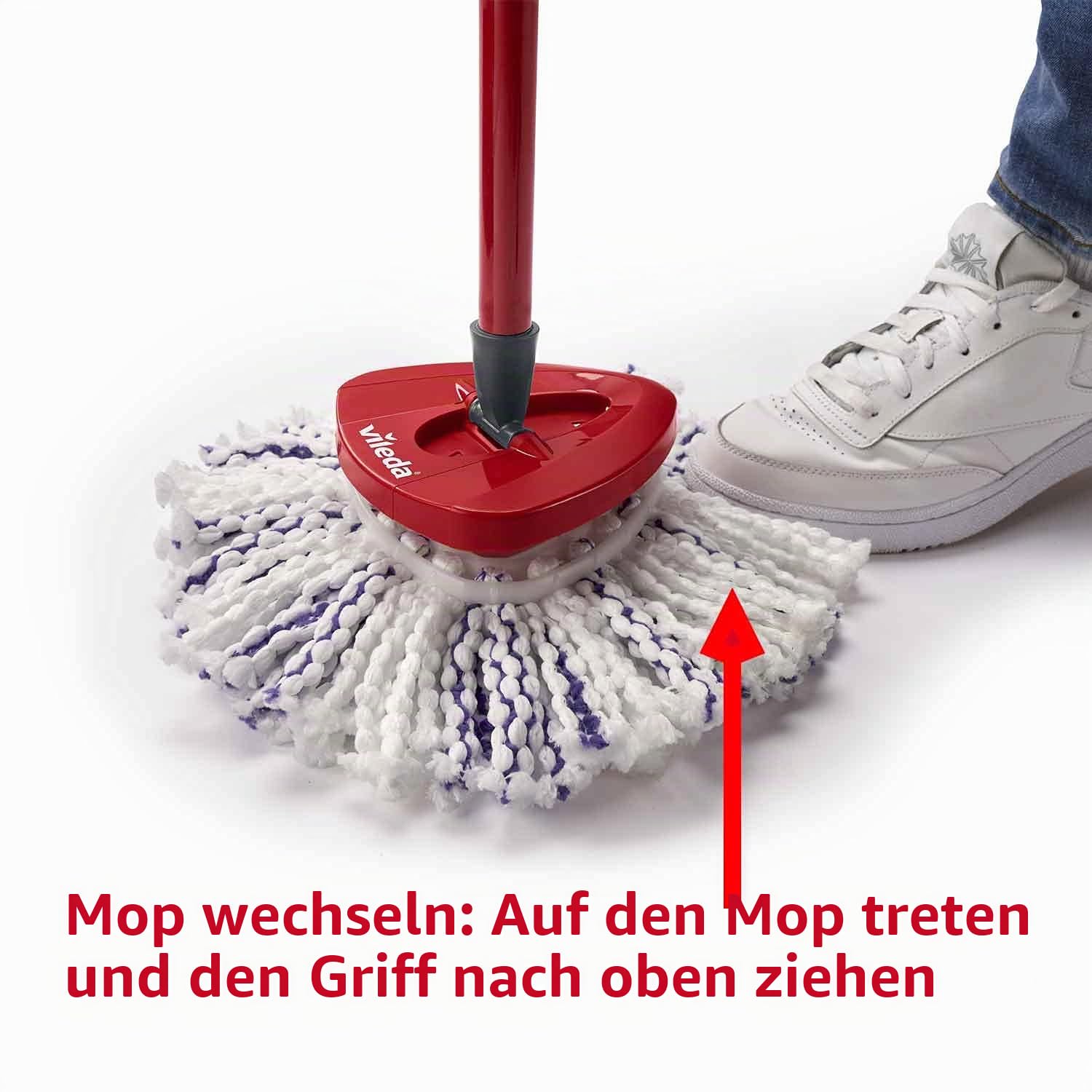Vileda Turbo 3in1 Komplett-Set| Wischmopp mit Mikrofaser-Moppkopf gegen hartnäckigen Schmutz| Eimer mit Pedal-Schleuder -Für alle Böden| Entfernt 99 % der Bakterien,Teleskopstiel 85–123 cm |Mehrfarbig