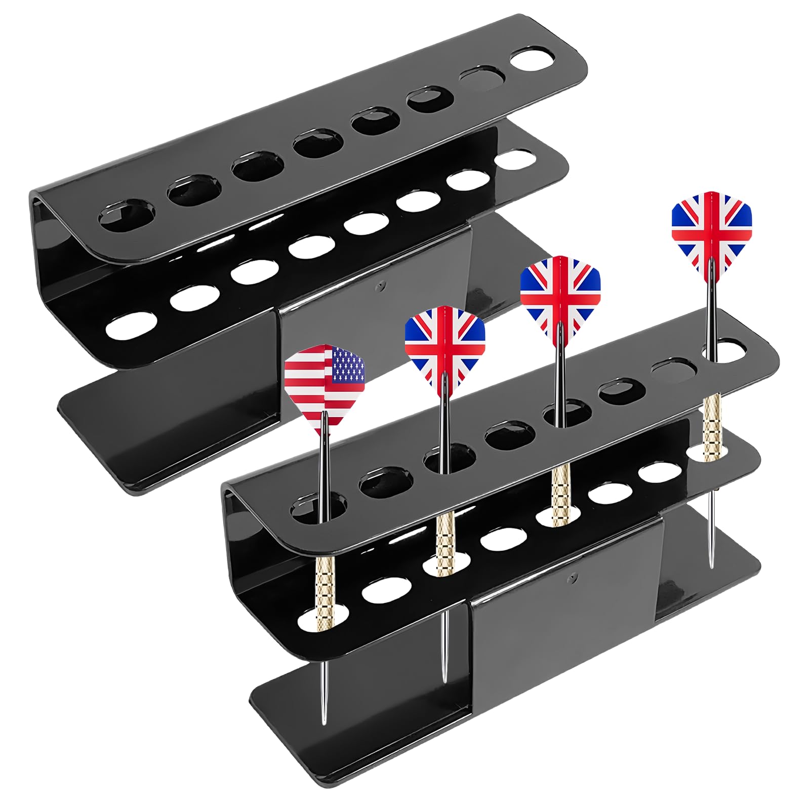 Soporte para Dardos, de Acrílico Negro para 16 Dardos, 2 Piezas Dart Holder Resistente, Almacenamiento Dardos En La Pared, Apto para Dardos de Acero y Dardos Blandos, Accesorio para Cualquier Diana