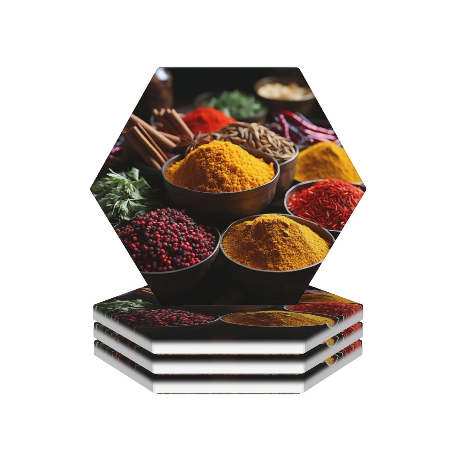 Drink Coasters Set of 4 Coffee Ceramic Coaster Spices Coasters for Drinks Coffee Cup Mat Heat Resistant Tabletop Protection Coaster Desk Accessorie Home Decorative