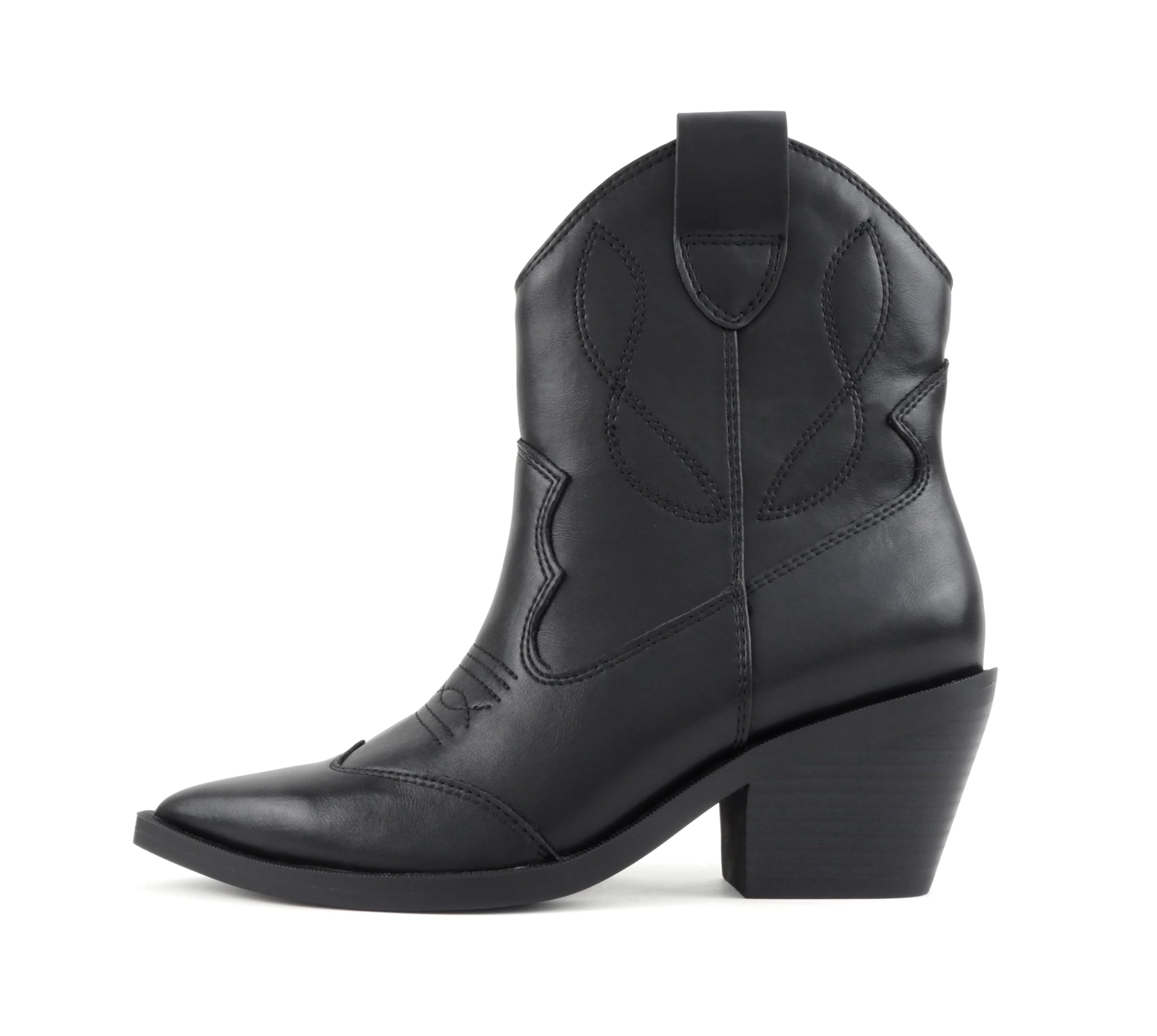 Soda Incity - Women Pointed Toe Western Ankle Boot with Stitched Details