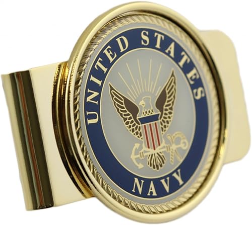 Clip de dinero con logotipo de la Marina de los EE. UU, Oro