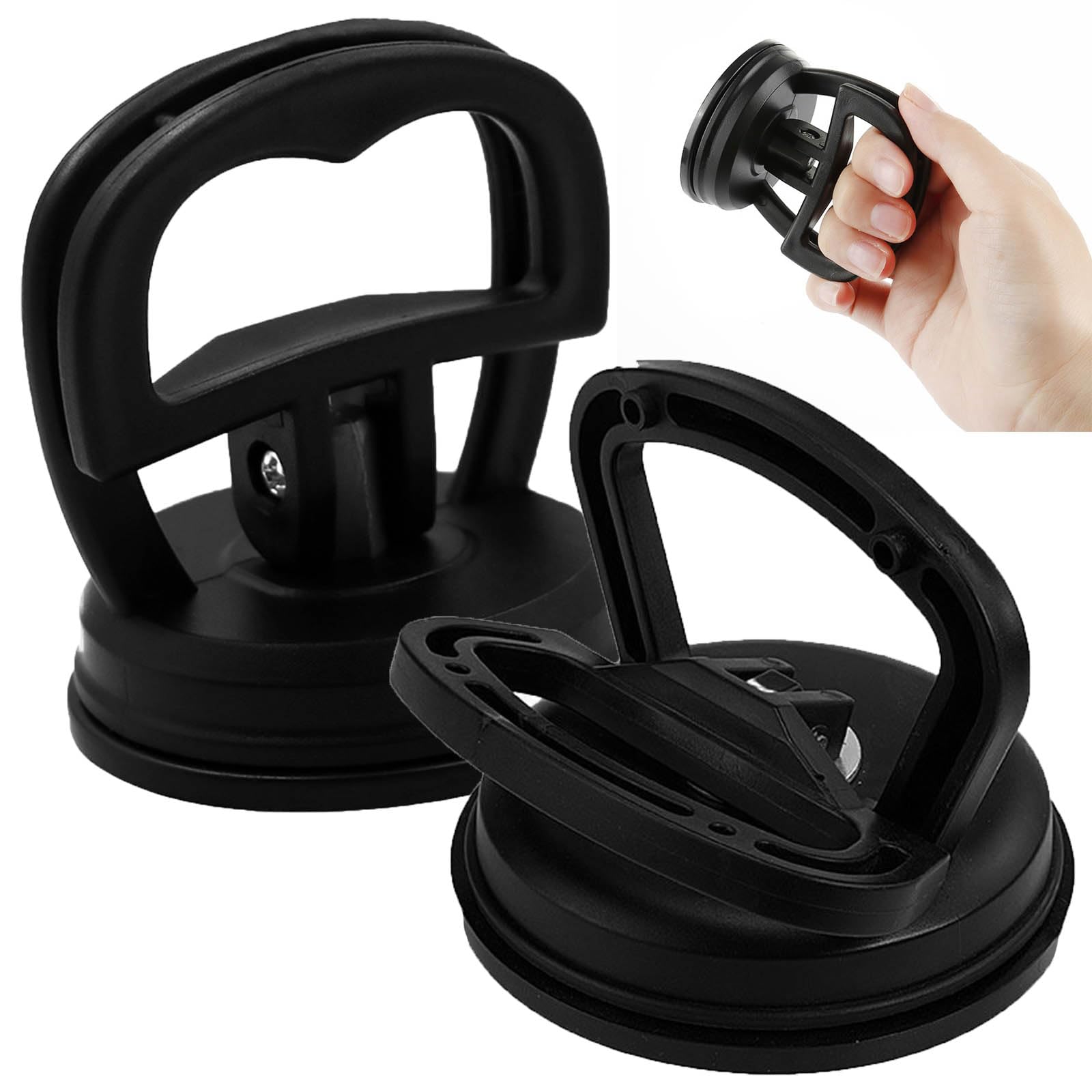 car dent Puller 2 Piece Set car dent Removal Tool Enhanced Version dent Removal kit for car dent Repair, Glass, Screen, Tile Lifting and Object Moving (Black)