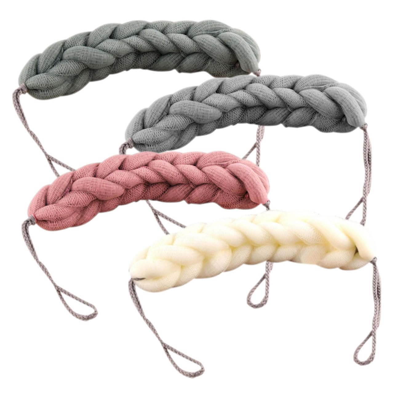 Holibanna 4pcs Bath Loofah Soft and Durable Body Scrubbers for for Smooth Skin and Easy Cleaning Convenient Hanging Design