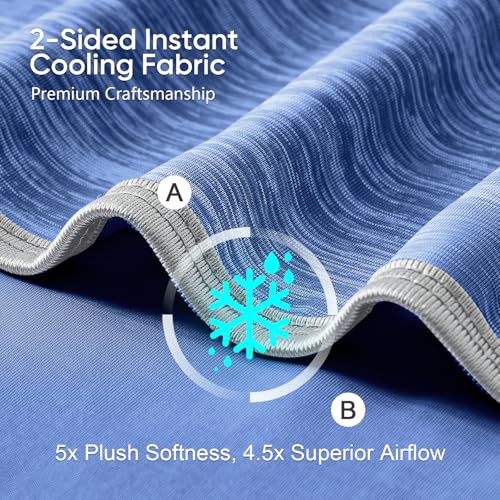 Image of KMUSET Cooling Blanket Throw (50 inchx60 inch), Double Sided Summer Cooling Blankets for Hot Sleepers & Night Sweats, Soft Lightweight Blanket for Beach, Sofa Bed Couch, Gifts for Women Men Greyish Blue