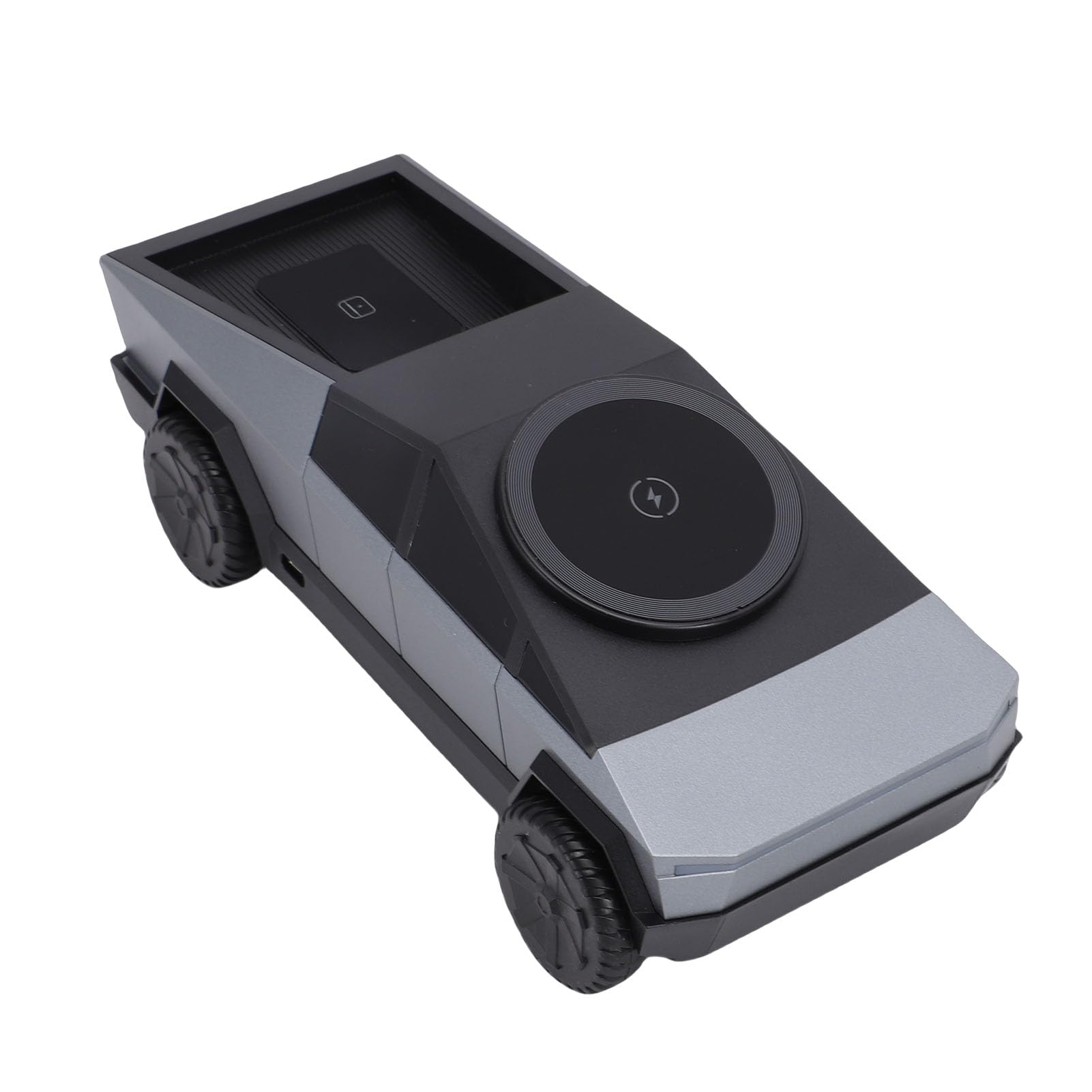 Generic Model Samochodu 3 w 1 Bezprzewodowa ładowarka do Telefonu Oświetlenie Otoczenia dla 'a Słuchawki Automatycznie Obracana ładowarka do Salonu w Biurze Domowym Plastik ABS (GRAY)