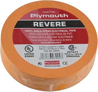 NTE Electronics-3903 Plymouth Revere General Purpose Electrical Tape, Orange .75" x 60' 7mil 600V