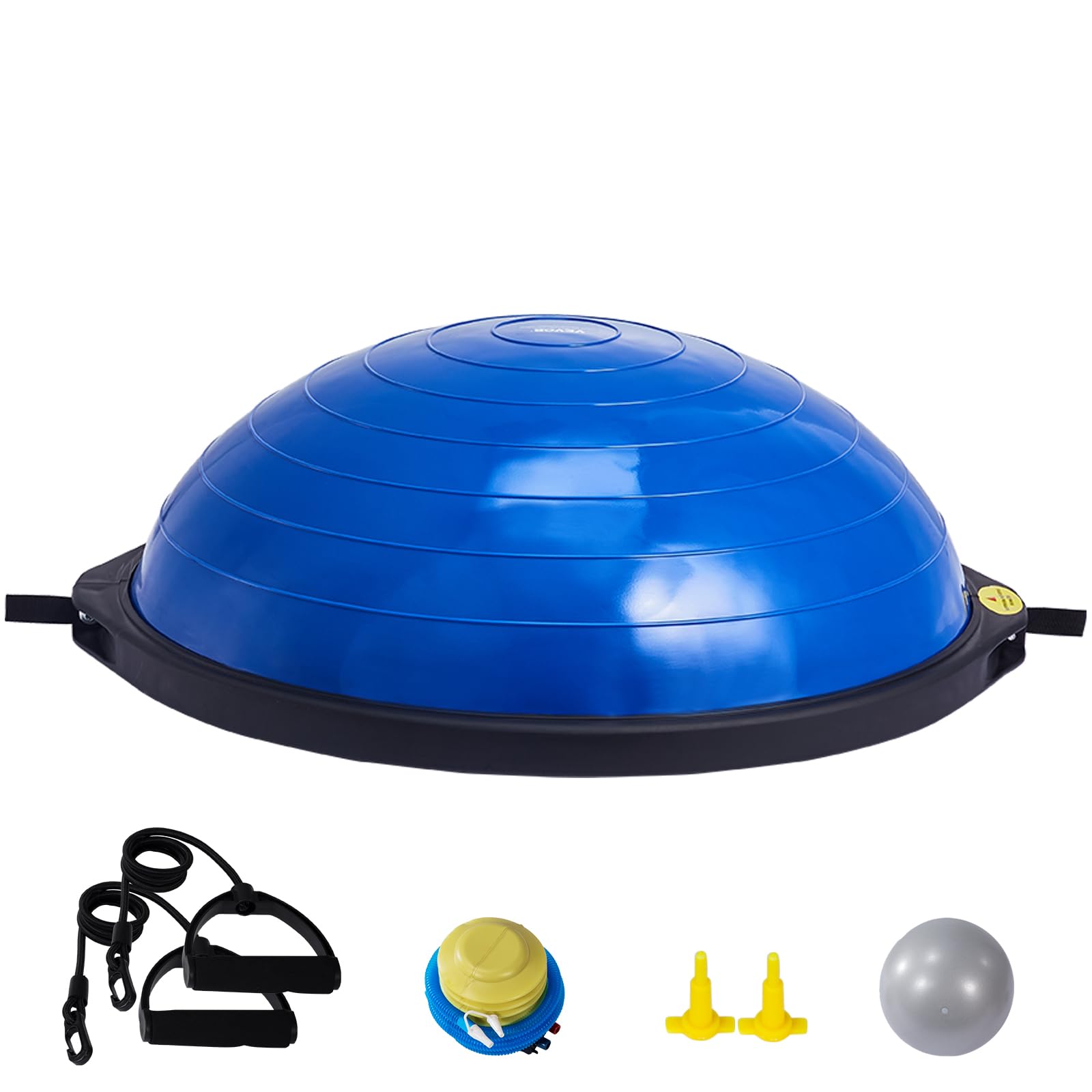 VEVOR Halb-Gymnastikball-Trainer, 66 cm Balance-Ball-Trainer, 680 kg Tragkraft Stabilitätsball, Yoga-Ball mit Widerstandsbändern und Fußpumpe, Kraft-Fitnessball im Heim-Fitnessstudio, Blau