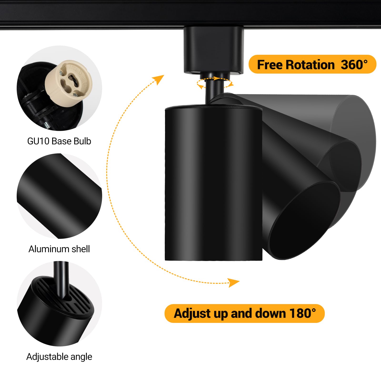 H Type Track Light GU10 Track Light Heads (6-Pack) - Adjustable, H-Type Compatible, No Bulbs Included Track Lighting Bulbs H Type Track Light GU10 Track Light Heads (6-Pack) - Adjustable, H-Type Compatible, No Bulbs Included Track Lighting Bulbs