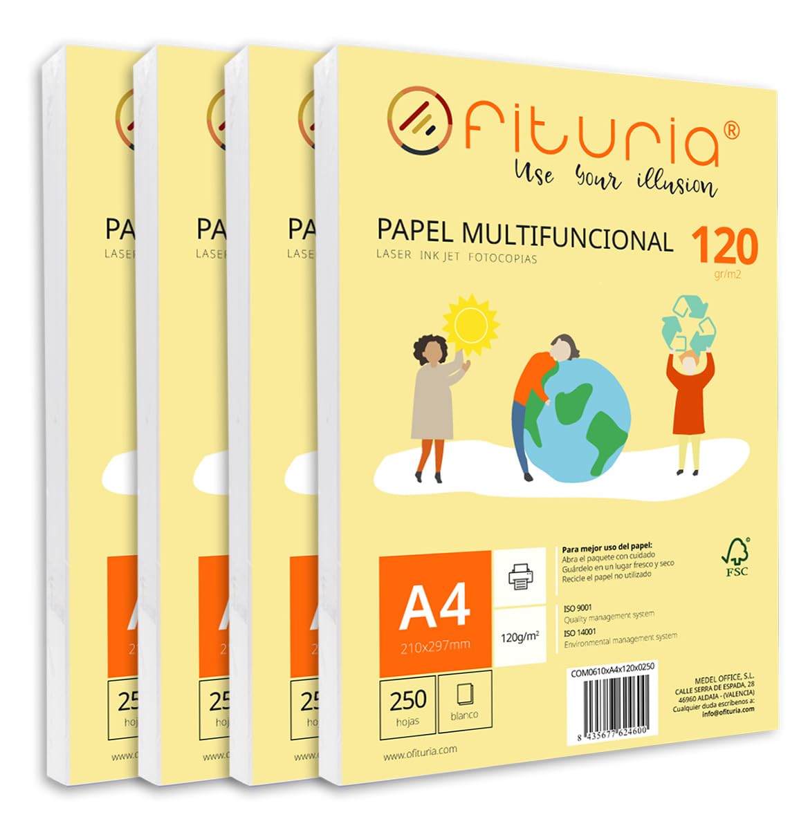 Pack of 1000 White A4 Sheets 120g Printer Paper Multifunctional Copier Paper for School and Office Ideal for Laser Printers, Inkjet Printers or Copiers - Ofituria — image 1