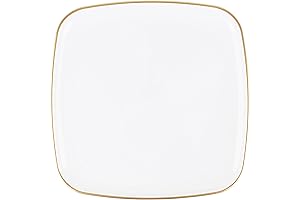 White Gold-Rimmed 14-Inch Square Plastic Tray: The Sophisticated Serving Solution
