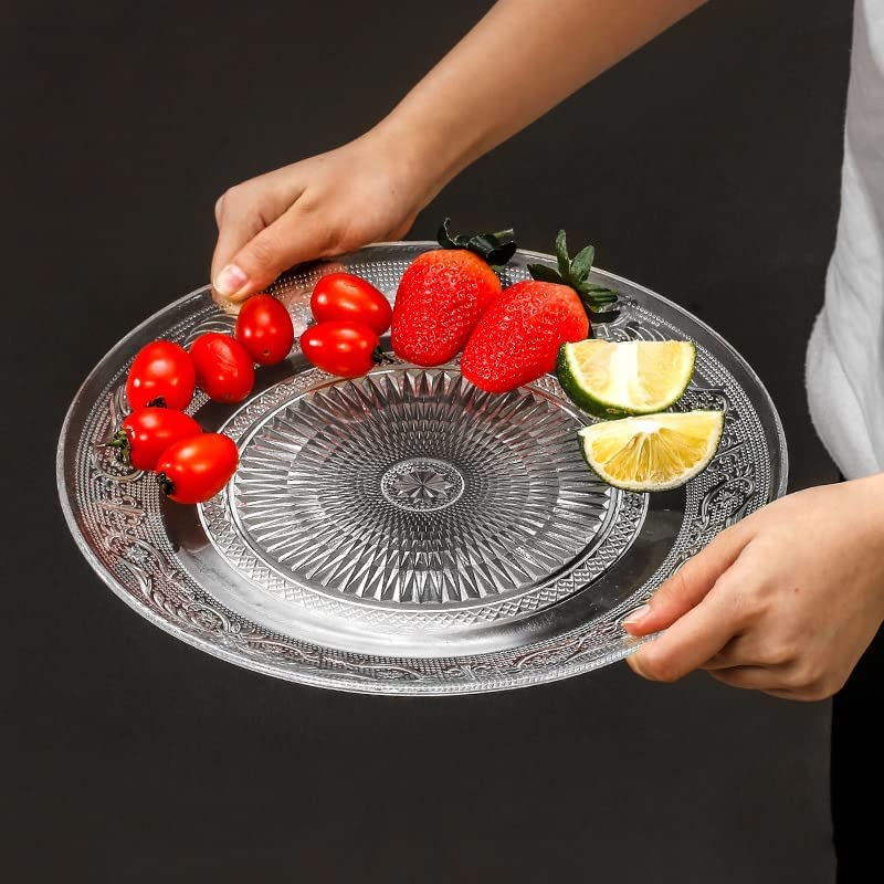 Image of 7 Inch Serving Plate for Snacks | Starter Plate for Serving | Designer Starter Glass Plate for Serving -Set of (4)