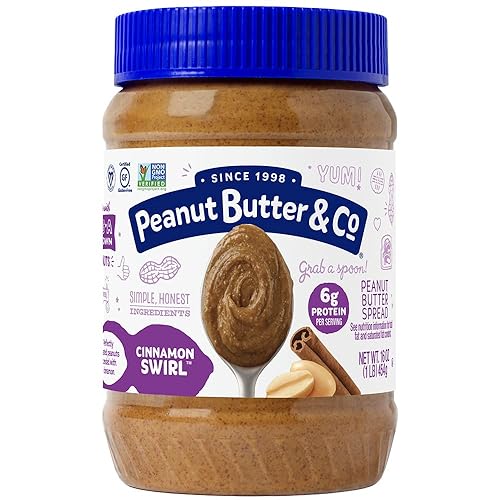 Miniatura 6 de Peanut Butter & Co. Mantequilla de maní con remolino de canela, 0.18 onzas de proteína, sin gluten y sin OMG, 16 onzas (paquete de 6)