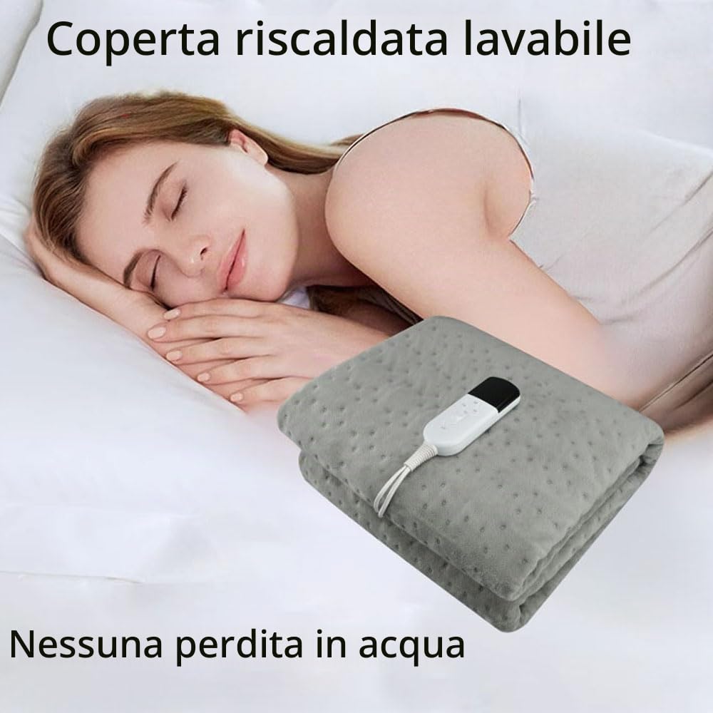 Coperta termica,spegnimento automatico, 150 x 80 cm, display LED, protezione da surriscaldamento, coperta in pile, con timer di 12 ore e 3 livelli di calore, in lavatrice,Beige