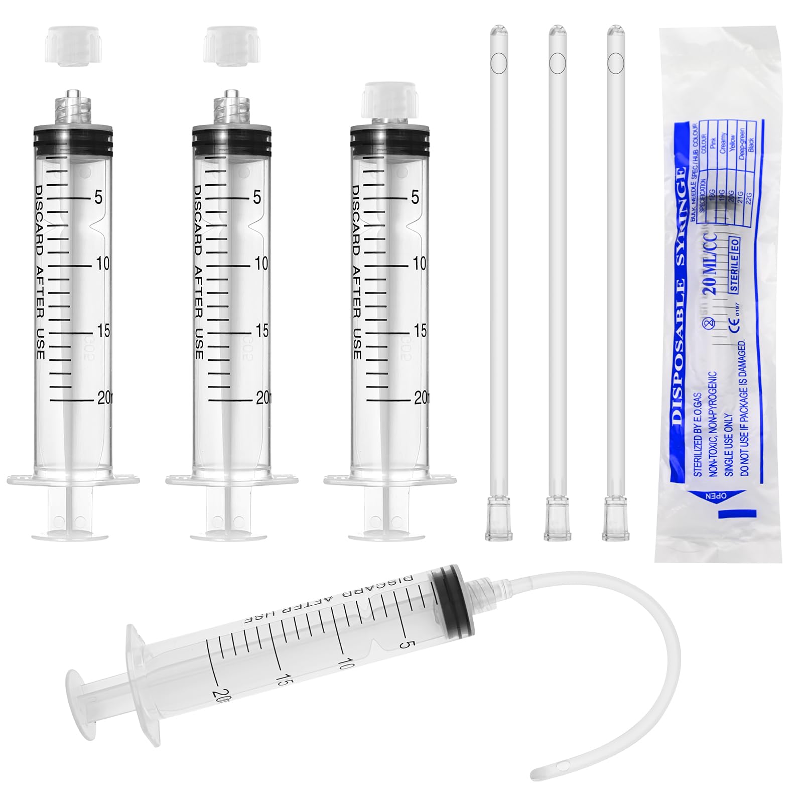 20ml Luer Lock Syringe with Cap and Soft Plastic Tube, Pack of 30 — Amazon image 10