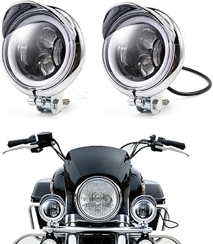2PCS Motorcycle motorcycle auxiliary lights LED Front Driving Cafe Racer Spot Fog Light Angel Eye For Softail Bobber Chopper Cruisers Touring Custom