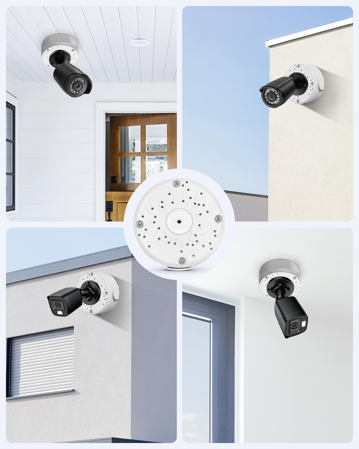 Scatola di giunzione universale in metallo per telecamere Bullet & Dome, base di montaggio per cavo nascosto impermeabile per telecamera di sorveglianza