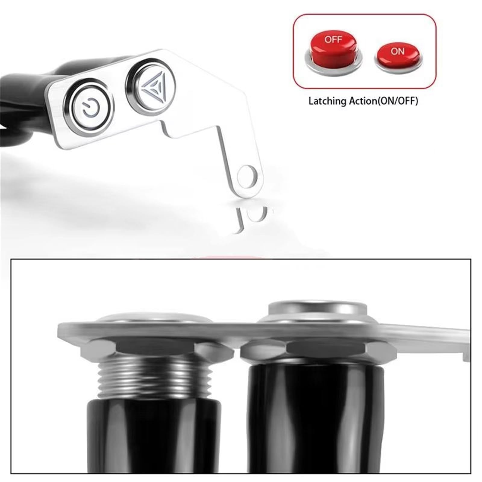 Interrupteur de klaxon de Moto 12 V, Interrupteur à Bouton Simple/Double en Acier Inoxydable, Interrupteur de rétroviseur pour Feux de détresse et Interrupteur de démarrage d'allumage pour Moto