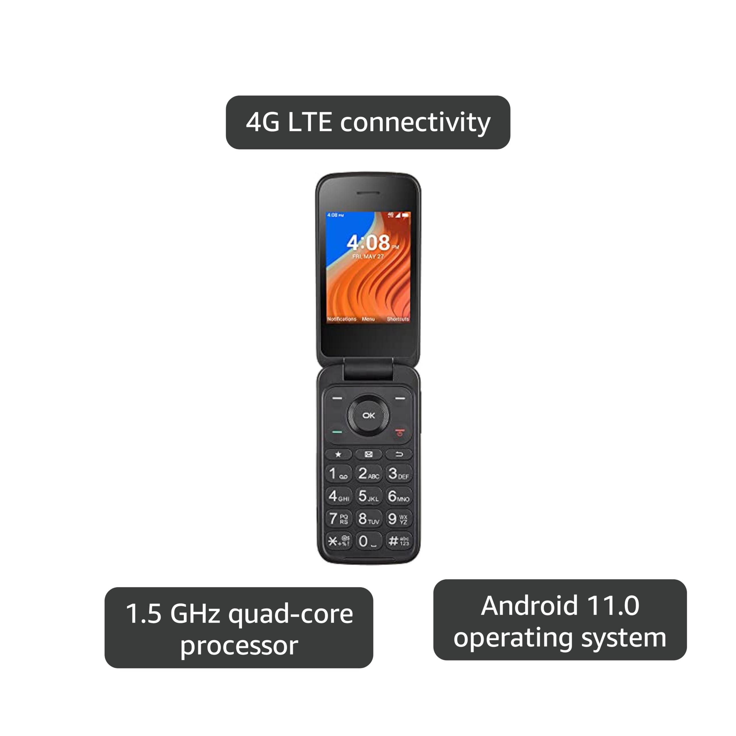 Amazon.com: TracFone TCL Flip 2, 8GB, Black - Prepaid Flip Phone