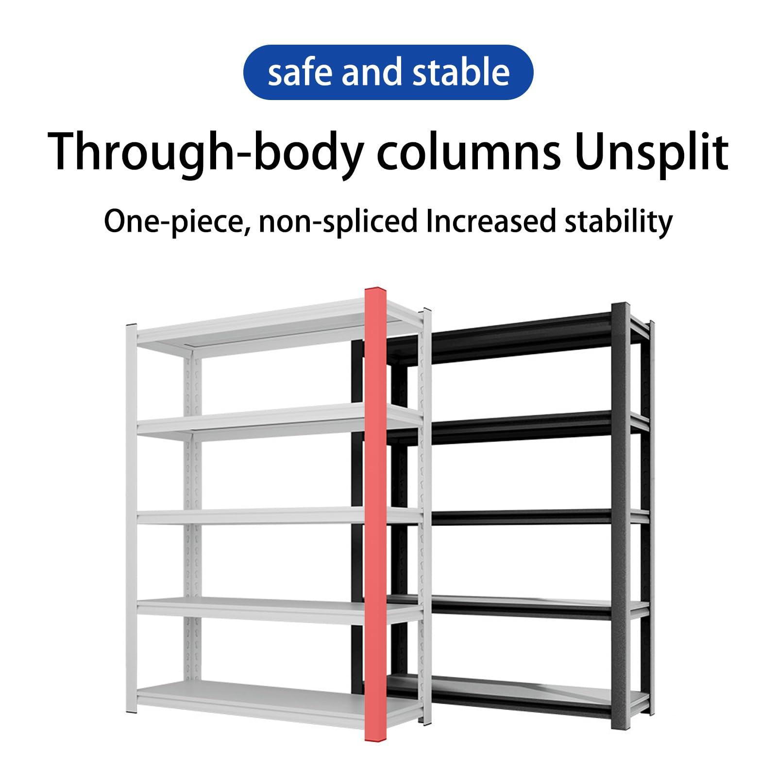 Scaffalatura in metallo a 5 ripiani per impieghi gravosi da 182,9 cm, regolabile, per garage, cantina e magazzino, design robusto, 99 x 40,6 cm, soluzione di archiviazione nera