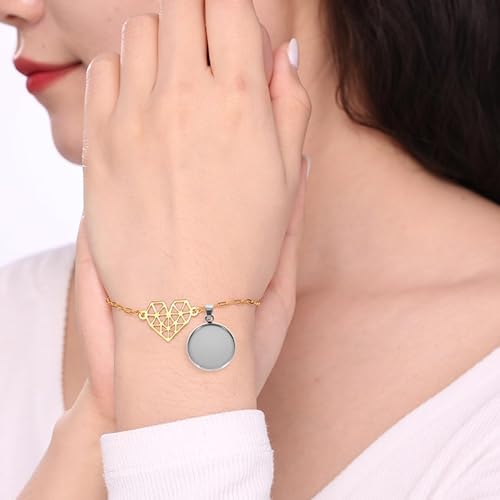 Miniatura 4 de Juego de 20 bandejas colgantes de acero inoxidable, cabujones redondos, biseles, base en blanco, para fotos, collares, pulseras, joyería (plata,