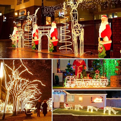 HAUSPROFI 15m 200 LED Lichterschlauch Außen, Lichterkette Strombetrieben Warmweiß, IP44 Wasserdicht & Dimmbar mit Fernbedienung, Ideal für Garten, Balkon & Weihnachtsbeleuchtung, Ø5mm