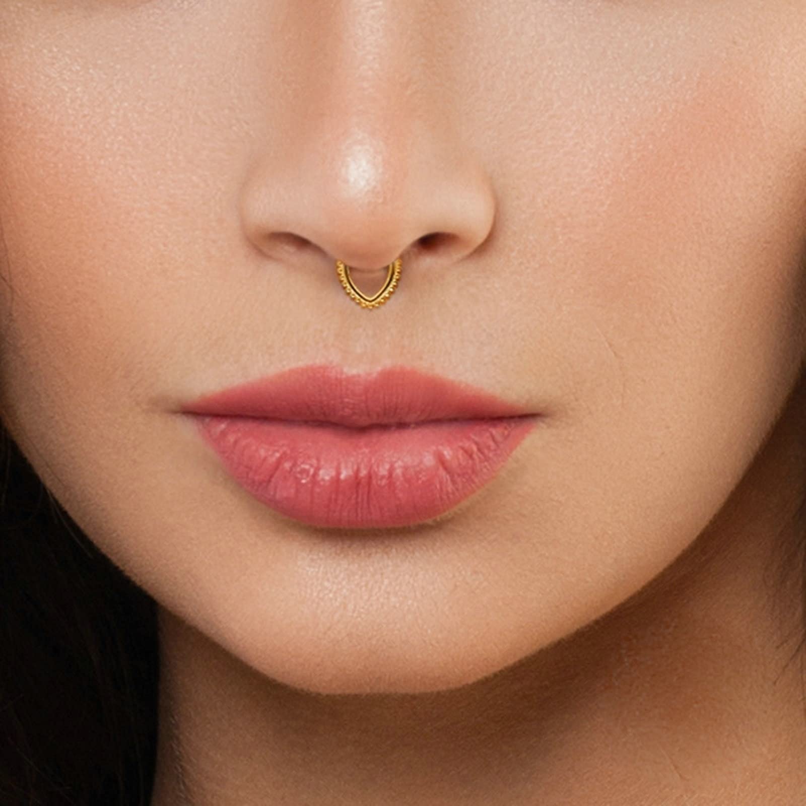 Pierścień tragus 1,2 mm, srebro 925, piercing złoty owalny z koralikami, kolczyki warga dla kobiet, 1 sztuka, srebro, bez cyrkonii