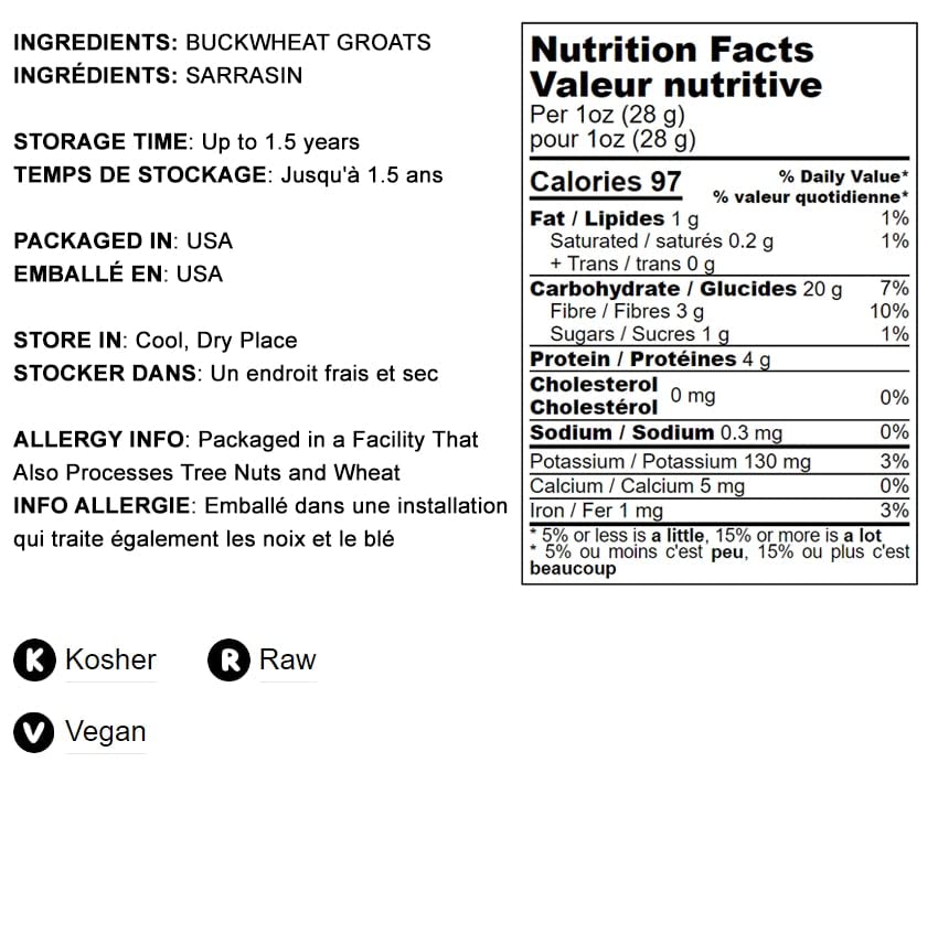 Miniatura 4 de Granados de trigo sarraceno, 16 libras  Granos enteros cascados, crudos, kosher, vegano, Sirtfood, granel, buena fuente de fibra dietética, cobre,