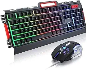 Kit Gamer Profissionl Teclado e Mouse Exbom BK-G3000 com Iluminação LED Acabamento em Metal Usb 2.0 Preto