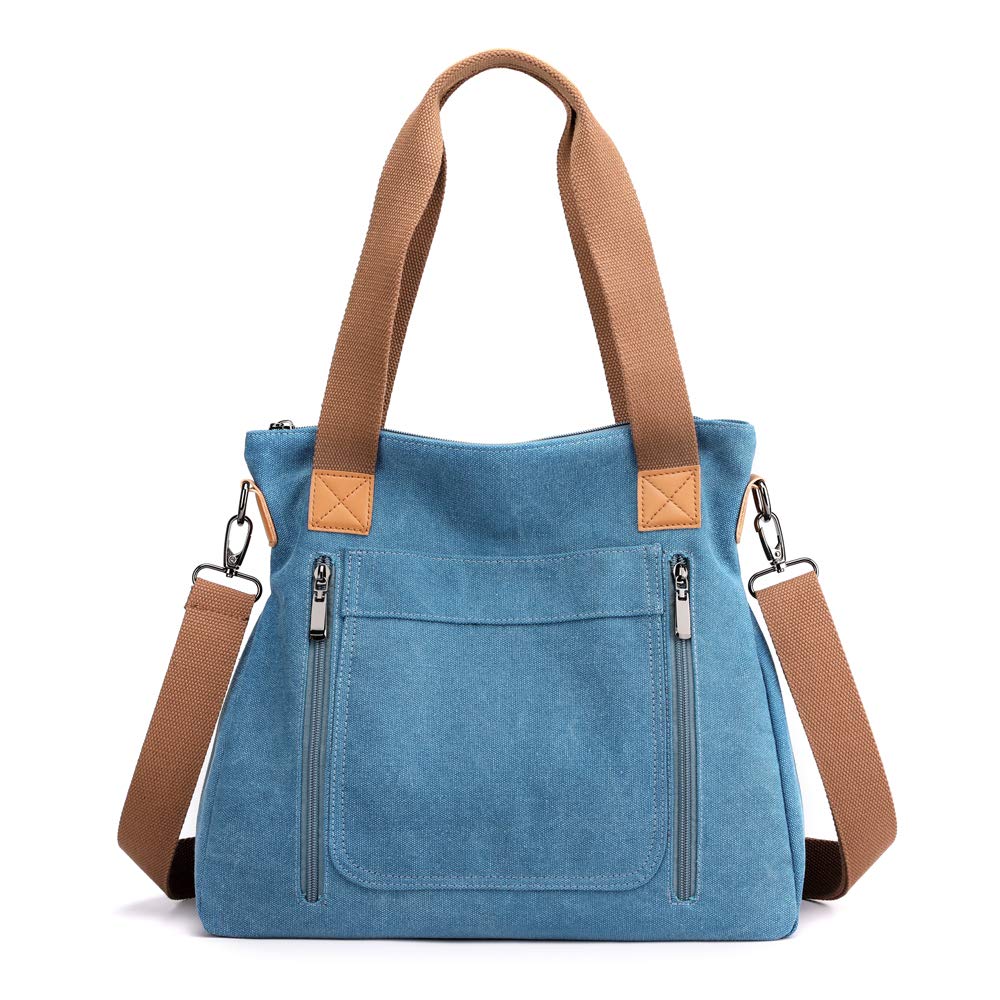 JIANLINST Women Canvas Shoulder bags Hobo Tote Bags Casual Satchel Handbags Crossbody Shopper Bags, Blue, Large (B093FVZ6H4) Amazon Price History, Amazon Price Tracker