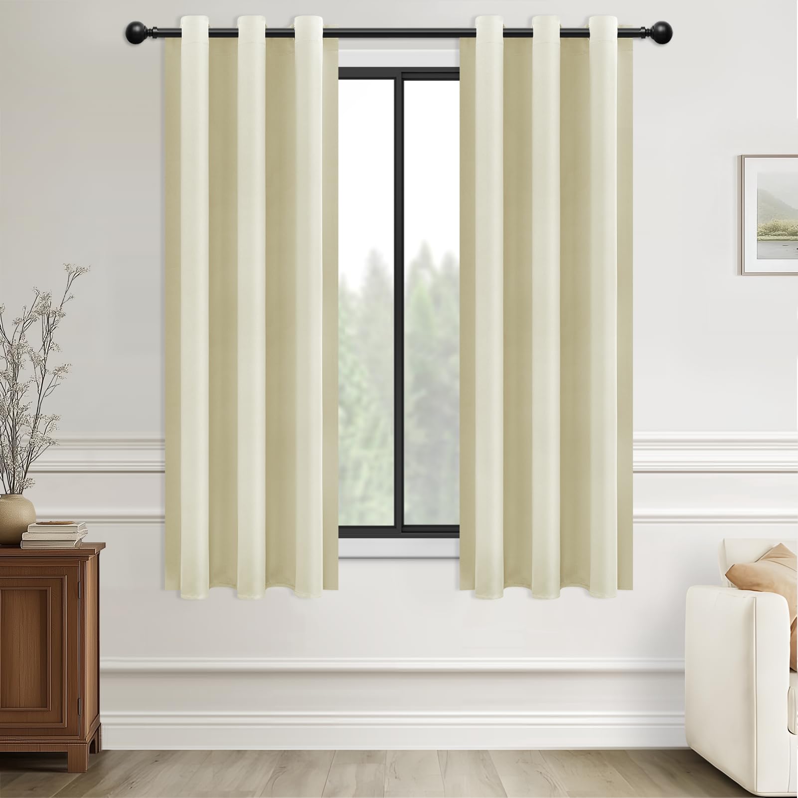 MRTREES Cream Eyelet Blackout Curtains - Image 2
