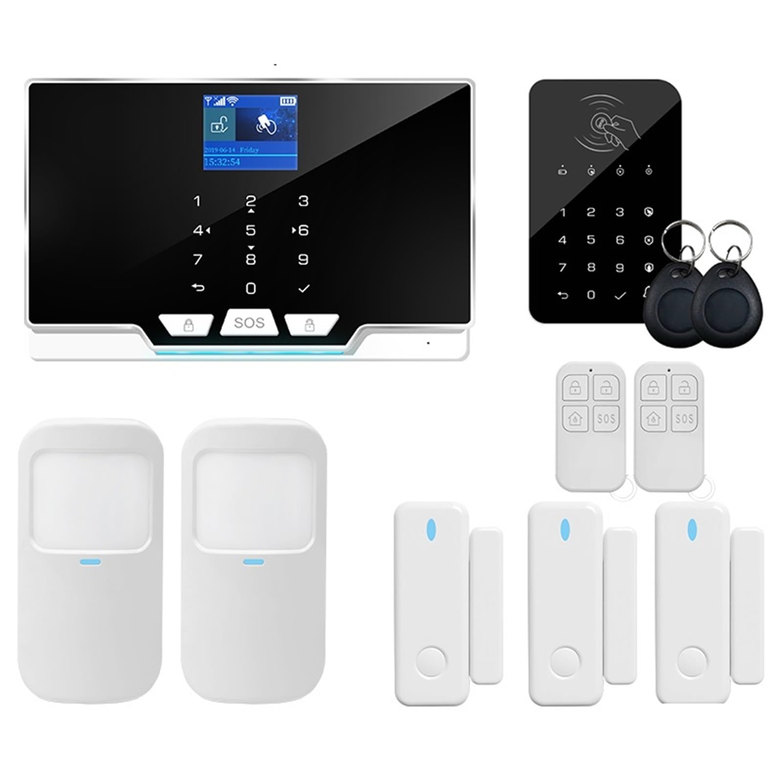 Kit di Allarme Smart Tuya App di Allarme gsm 433 MHz Sicurezza Domestica Rilevatore di Movimento A Infrarossi Senza Fili Sensore Porta Sirena(Kit 1)