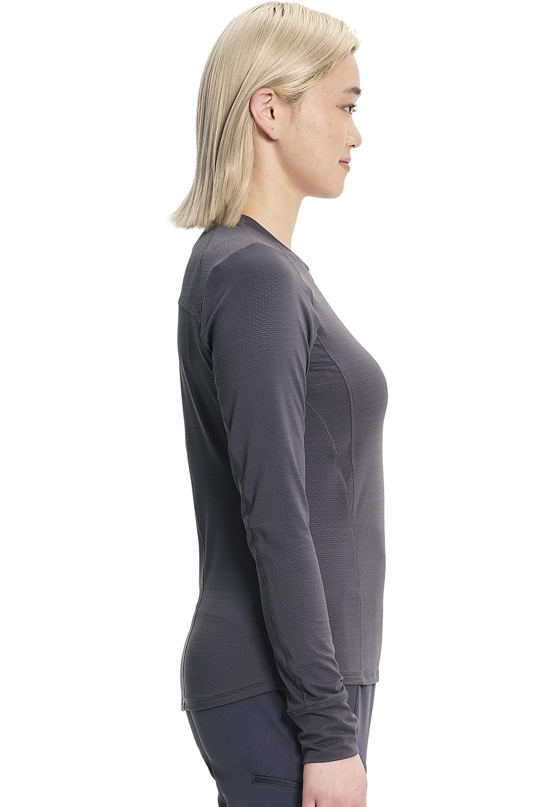 Cherokee Infinity IN640 - Camiseta de manga larga para mujer, cuello redondo, agujeros para los pulgares, absorbe la humedad, elástico de 360°