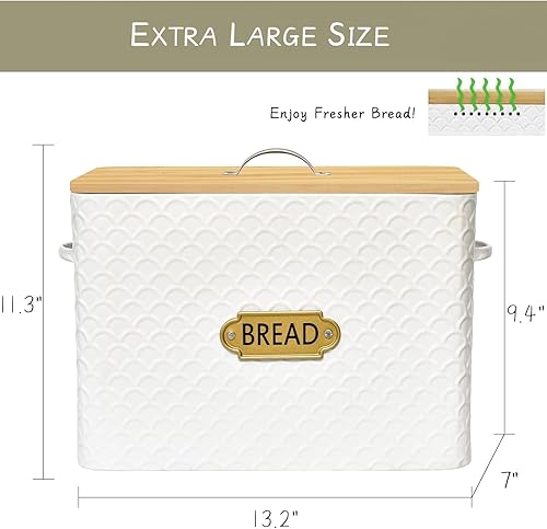 Miniatura 5 de Panera de granja extragrande que ahorra espacio con tapa de madera, capacidad para 2 panes, contenedor vertical para almacenamiento de pan para