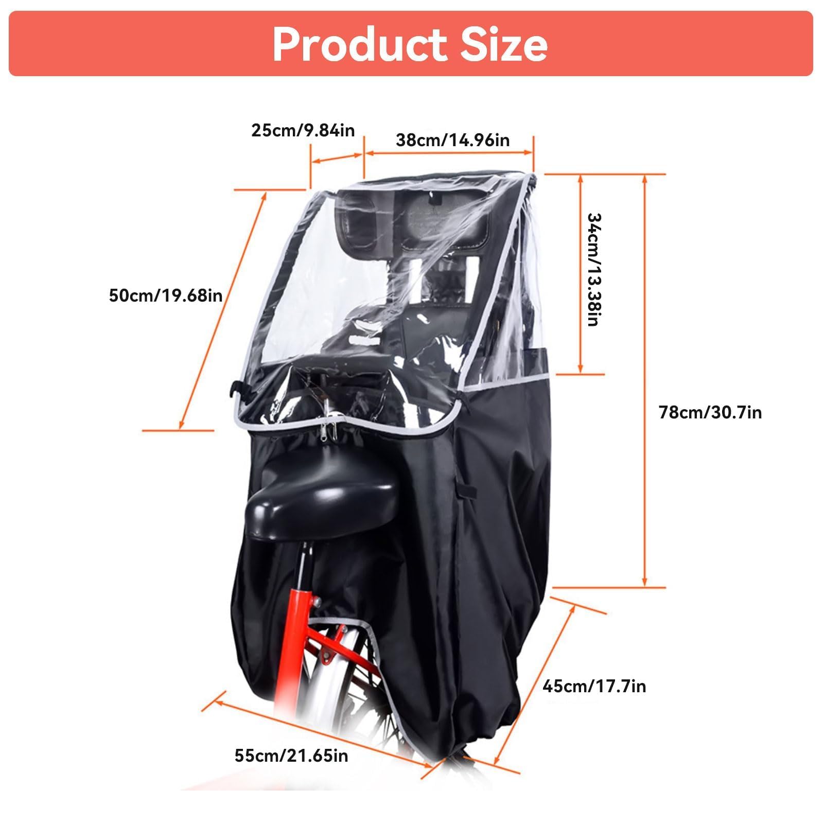 Sièges pour Enfants Housse de Pluie,Housse pour Siège De Vélo Enfant,Kids Protection Pluie Enfant,Housse de Pluie Protection Imperméable pour Siège de Vélo Enfant Portable Universel Assorti(Noir)