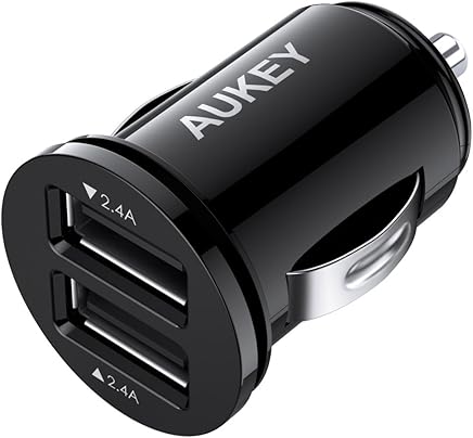 Aukey Mini - Cargador para el coche (2 x USB, 4.8 A) color negro Aukey Mini - Cargador para el coche (2 x USB, 4.8 A) color negro