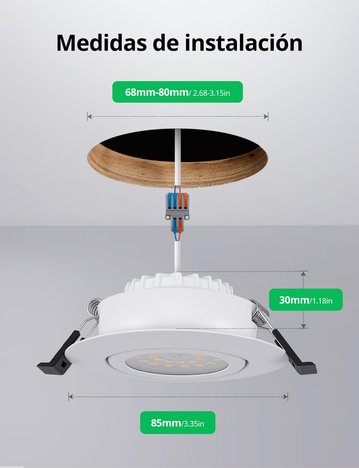 Bojim Downlight LED Empotrable Blanco Clase Energética B IP44 230V Baño | Focos Empotrables Luz Cálida Ojos de Buey 4.7W, Corte 68mm - 80mm, Para Cocina Habitación, Pack de 6
