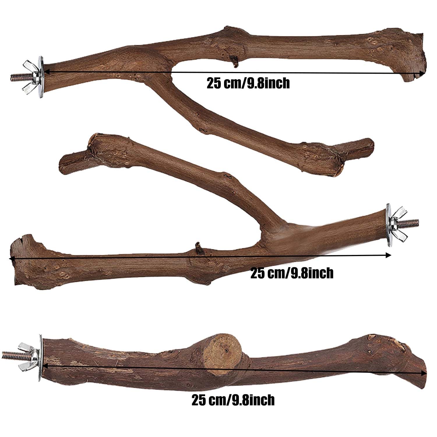Allazone 7 PCS Natural Parrot Perch Bird Stand, Bird Platforms, Grape Wood Stands, Chewing Toy for Small Lovebirds Budgies Cockatiels - Image 3