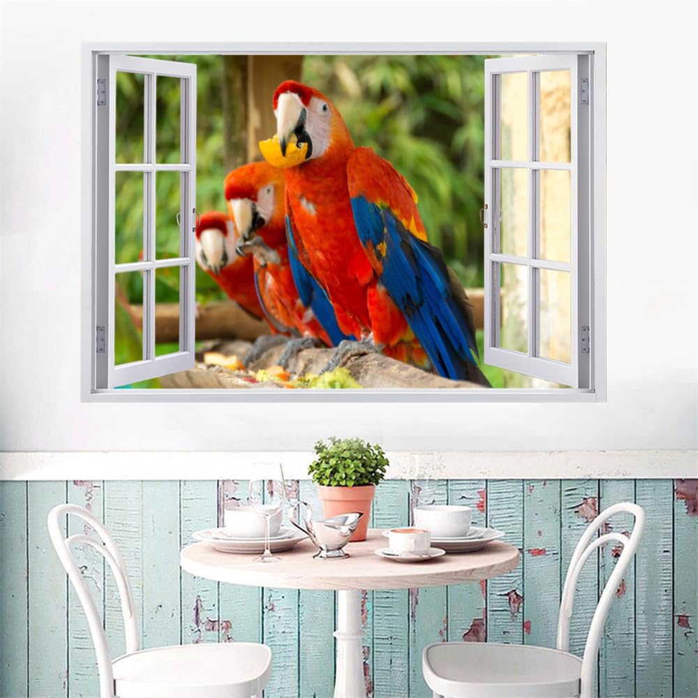 Calcomanía Rota 3D, Loro Adhesivo Extraíble De Vinilo Para Despegar Y Pegar, Tatuaje De Pared Niñas Niños Dormitorio Guardería Habitación Decoración Para El Hogar 110x70cm