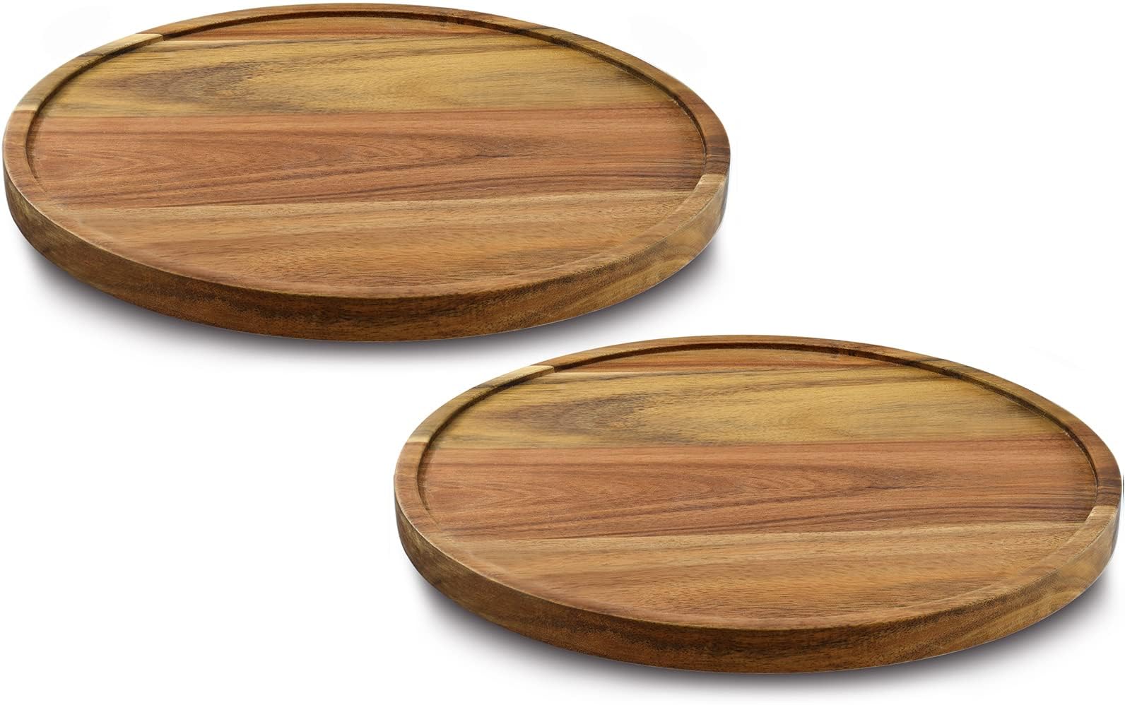 Auam Acacia Two Pack 11" Acacia Wood Lazy Susan Organizer Kitchen Turntable For Cabinet Pantry Table Organization,2 Pack