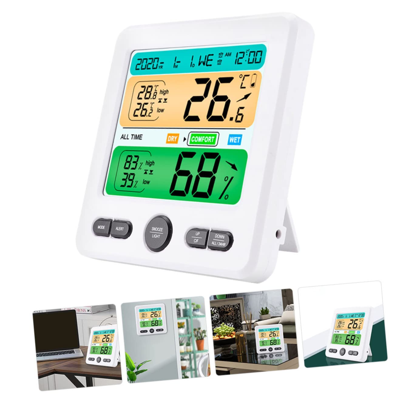 Hemobllo Digitales Hygrometer mit Großem Display und Temperaturmessung Kunststoffgehäuse Energiesparend für Öffentliche Räume und Einkaufszentren Geeignet