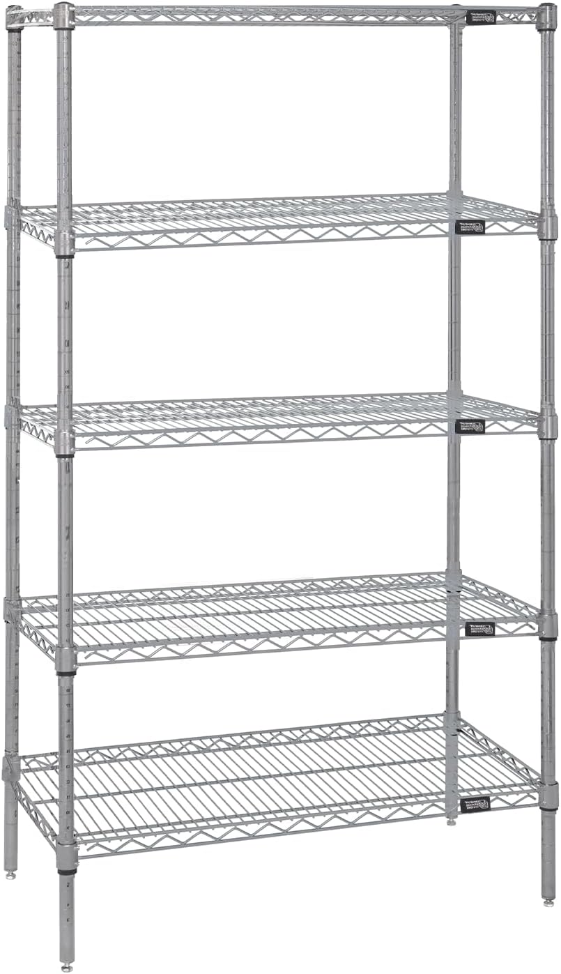 Quantum Storage Systems WR86-1430S-5 Starter Kit Wire Shelves Stainless Steel 5 Shelves 86" H x 30" W x 14" D